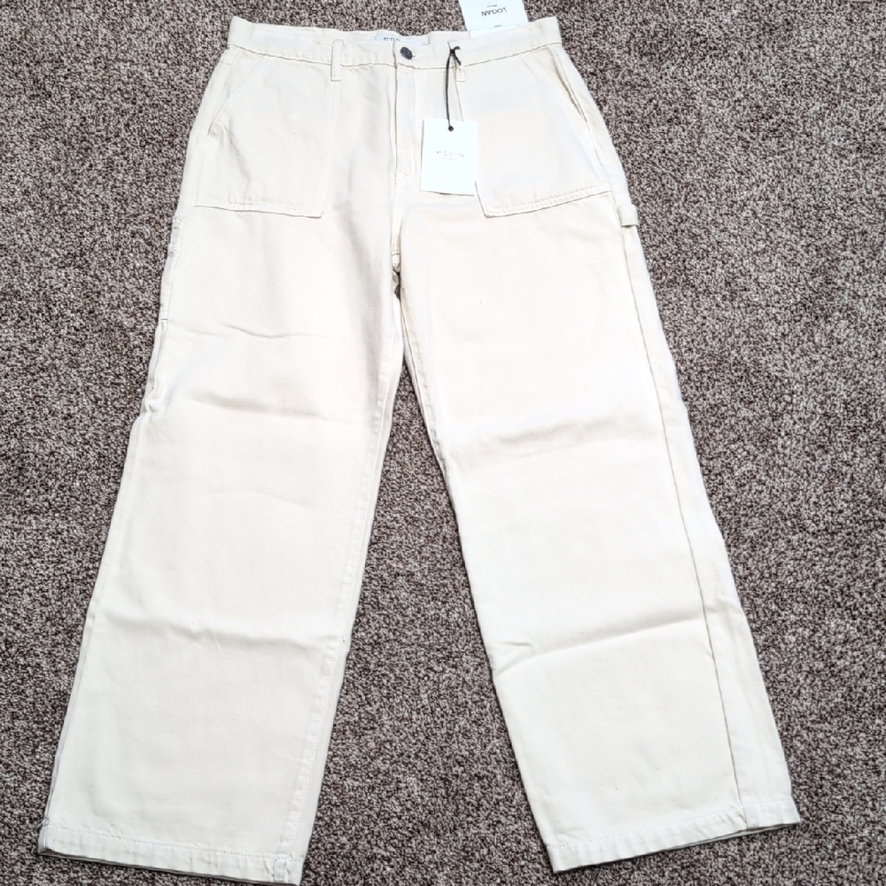 Hidden Carpenter Logan Dad Jean Wide Leg Cream Size 30 NEW